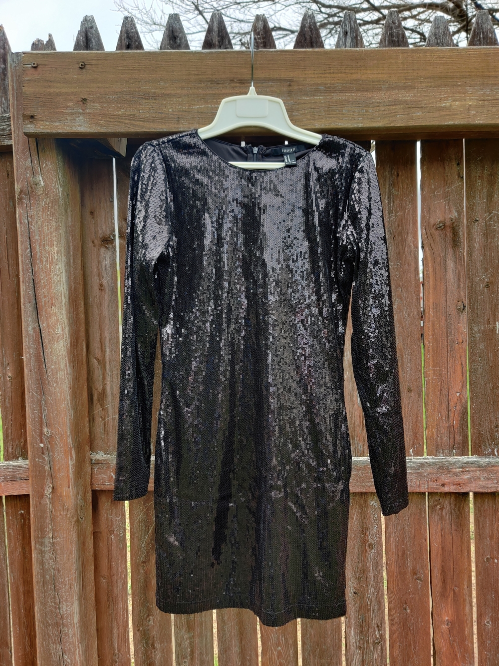Forever 21 Black Sequin Long-Sleeve Sheath Dress